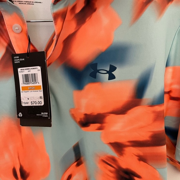 Under Armour AU Playoffs 2.0 Mens Small Golf Polo Floral Pattern New - Picture 3 of 4